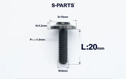 SPARTS M6×8–45mm D15 Titanium Button Head Bolts for Motorcycles