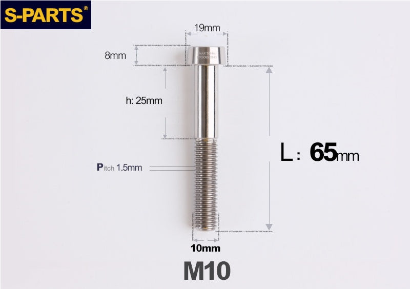 SPARTS Titanium Anti-Theft Fasteners M10 D19×L20-65 P1.5  – Brake Caliper Locking Screw for Motorcycle