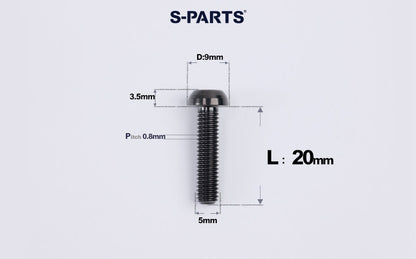 SPARTS A2 M5 Titanium Button Head Bolts for Bicycle Brake Caliper Upgrades Ultra-Light Fasteners