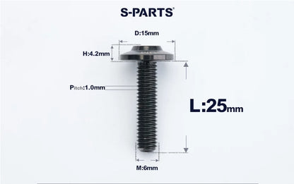 SPARTS M6×8–45mm D15 Titanium Button Head Bolts for Motorcycles