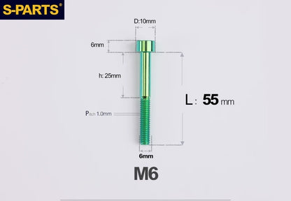 SPARTS M6×30–70mm Titanium Socket Head Cap Screws for Motorcycles