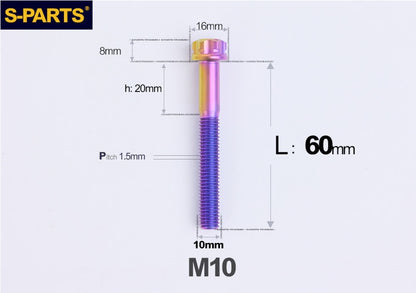 SPARTS M10 × P1.5 L15-120 Standard Head A3 Series Candy Color Titanium Bolt