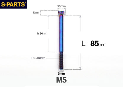 SPARTS M5×6-95mm Standard Head Screw Titanium Bolt for Motorcycle Modification