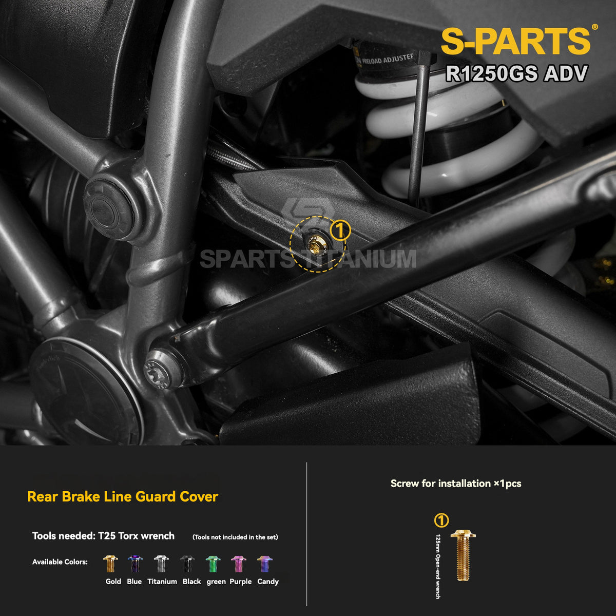 SPARTS Titanium Fairing, Spotlight & Accessory Bolt Kit for BMW R1250GS / ADV