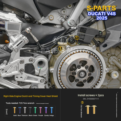 S-PARTS Titanium Engine and Rearset Fastener Kit for Ducati Panigale V4 S 2025