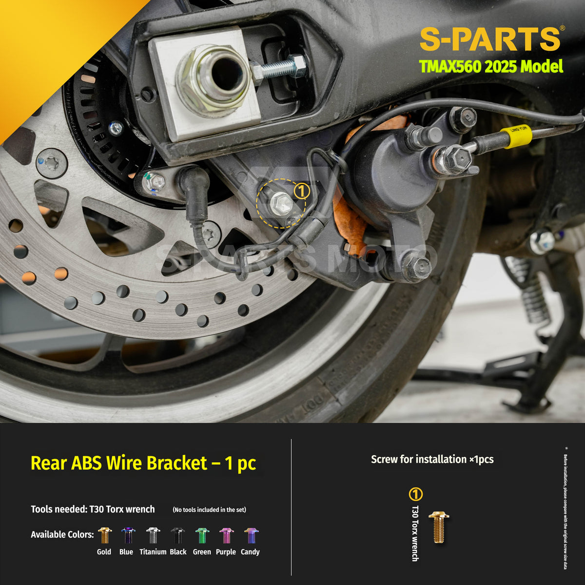 SPARTS Titanium Bolt Kit for YAMAHA TMAX560 2025-Rear Swingarm & Rear Wheel Section