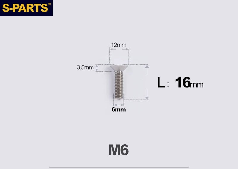 SPARTS M6×10–65mm Titanium Torx Countersunk Bolts for Motorcycle Frames