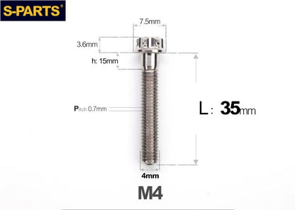 SPARTS M4 ×6 –50mm Titanium Torx Flange Head Bolts