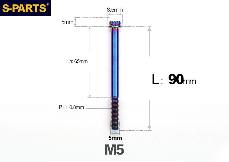 SPARTS M5×6-95mm Standard Head Screw Titanium Bolt for Motorcycle Modification
