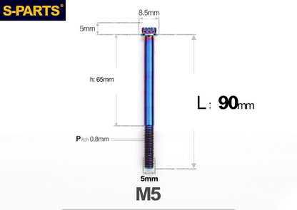 SPARTS M5×6-95mm Standard Head Screw Titanium Bolt for Motorcycle Modification