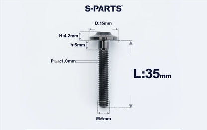 SPARTS M6×8–45mm D15 Titanium Button Head Bolts for Motorcycles