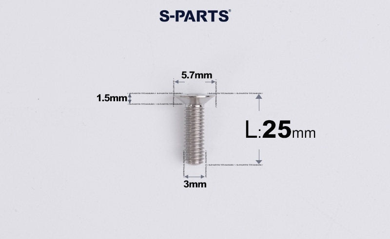 SPARTS Series M3 L6-30 Countersunk Titanium Bolt for motocycle