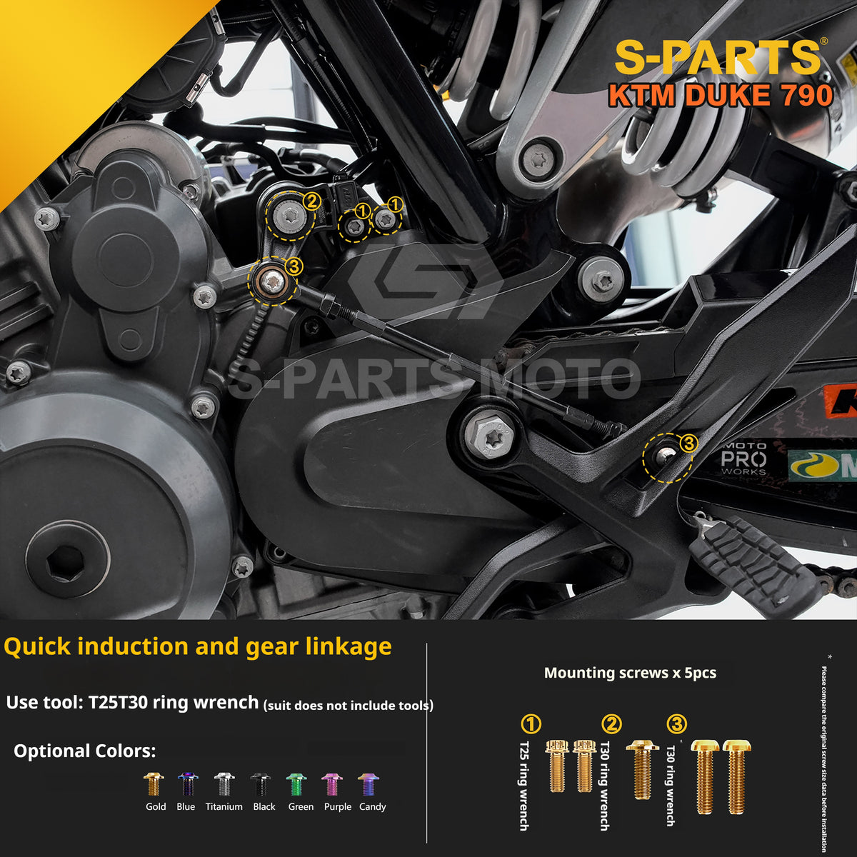 SPARTS TC4 Titanium Bolt Kit Compatible with KTM DUKE 790 – Full Motorcycle Fastener Upgrade