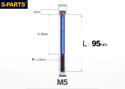 SPARTS M5×6-95mm Standard Head Screw Titanium Bolt for Motorcycle Modification
