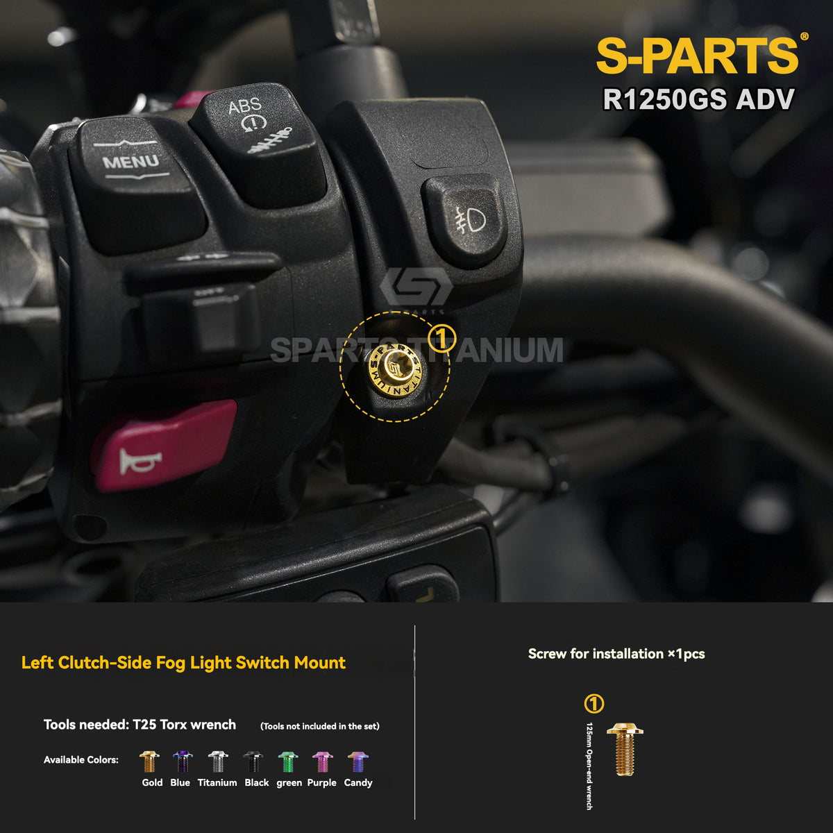 SPARTS Titanium Fairing, Spotlight & Accessory Bolt Kit for BMW R1250GS / ADV