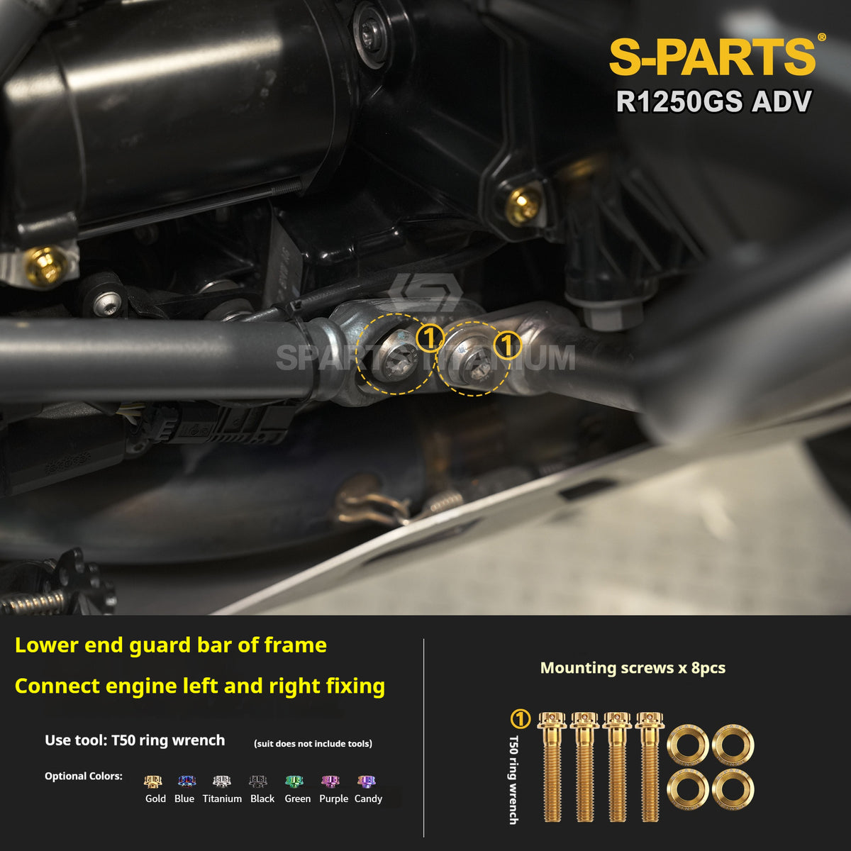 SPARTS Titanium Bolt Kit for BMW R 1250GS ADV – CNC Titanium Upgrade Kit
