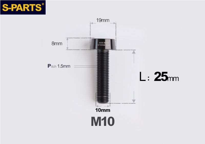 SPARTS Titanium Anti-Theft Fasteners M10 D19×L20-65 P1.5  – Brake Caliper Locking Screw for Motorcycle