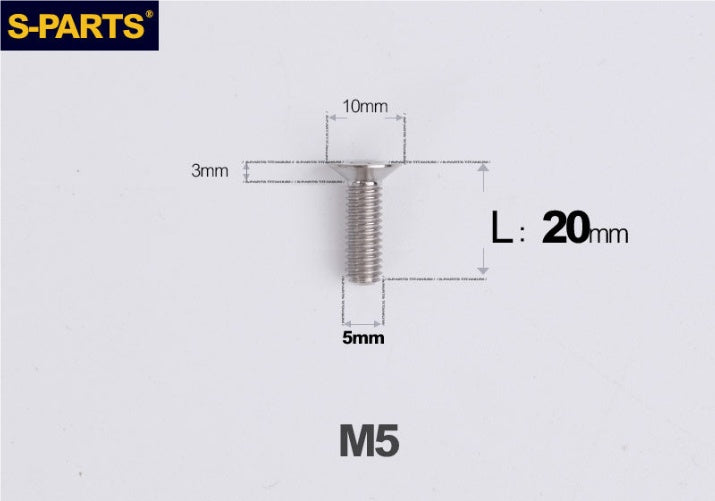 SPARTS M5×8-50mm Countersunk Titanium Alloy Bolt