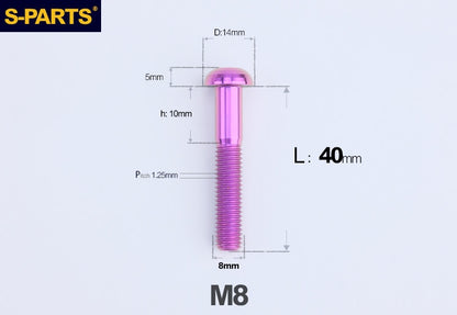 S-PARTS M8 A2 Series TC4 Titanium Bolts – Button Head Fasteners for Bicycle & E-Bike Upgrades