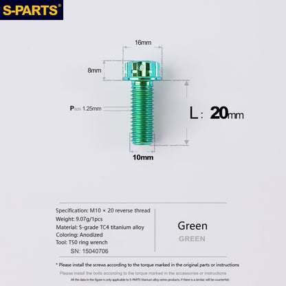 SPARTS Titanium MirrorMotorcycle Rearview Mirror Bolts· M8/M10