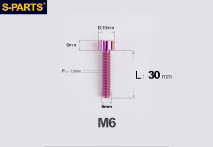 SPARTS M6×30–70mm Titanium Socket Head Cap Screws for Motorcycles