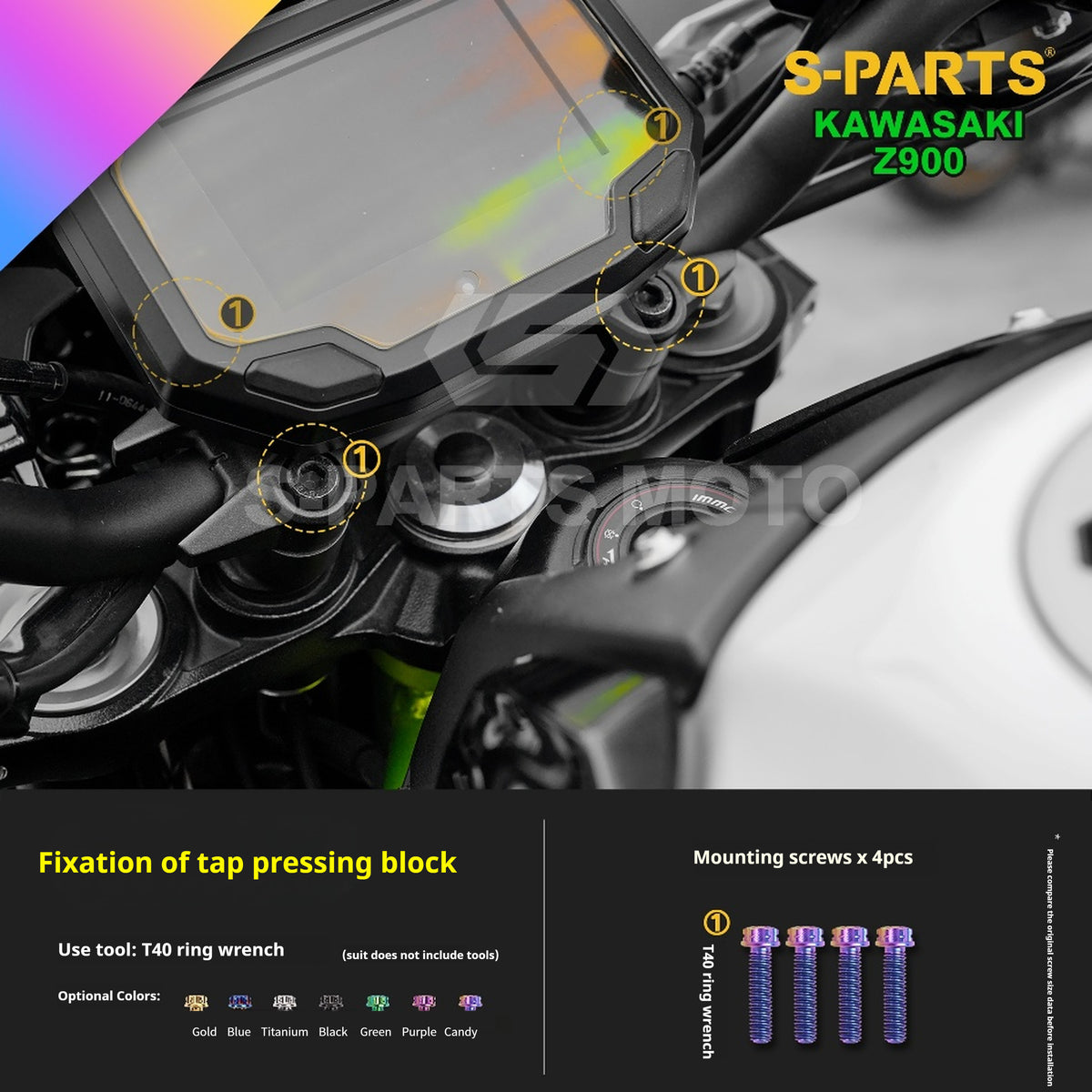 SPARTS TC4 Titanium Bolt Kit for Kawasaki Z900 2021 | Motorcycle Titanium Bolt Upgrade