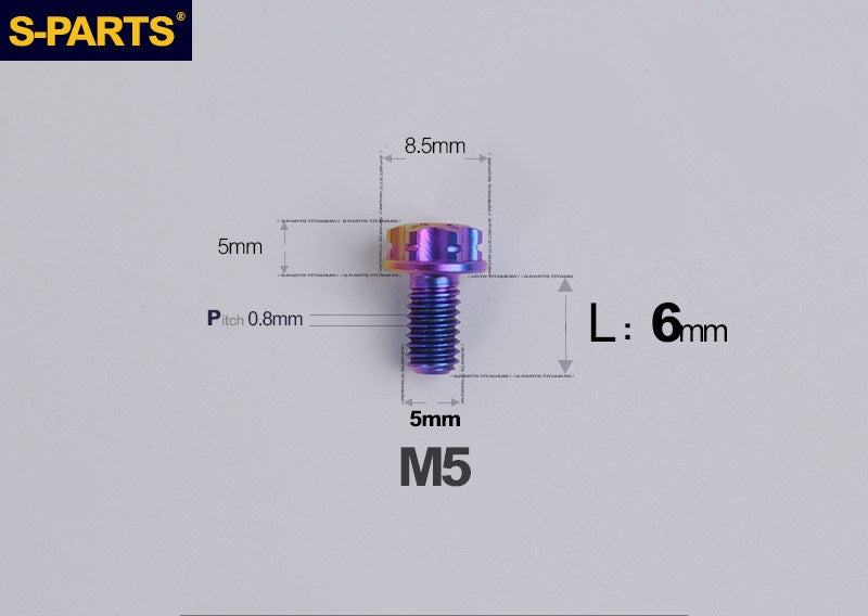 SPARTS M5×6-95mm Standard Head Screw Titanium Bolt for Motorcycle Modification