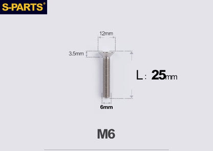 SPARTS M6×10–65mm Titanium Torx Countersunk Bolts for Motorcycle Frames