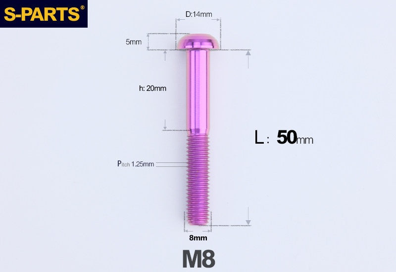 S-PARTS M8 A2 Series TC4 Titanium Bolts – Button Head Fasteners for Bicycle & E-Bike Upgrades