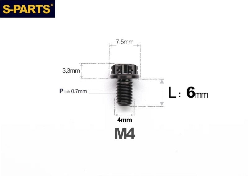 SPARTS M4 ×6 –50mm Titanium Torx Flange Head Bolts