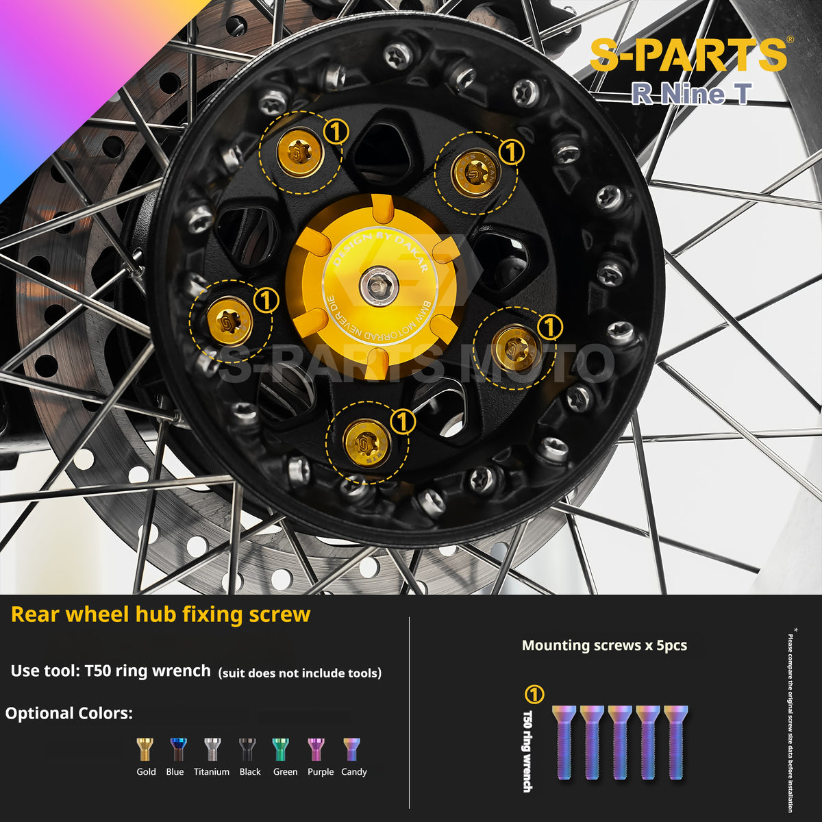 SPARTS BMW RnineT Titanium Alloy Motorcycle Bolt Upgrade Kit