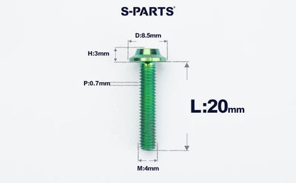 SPARTS M4✖️6–30mm D8.5 Titanium Torx Flanged Button Head Bolts