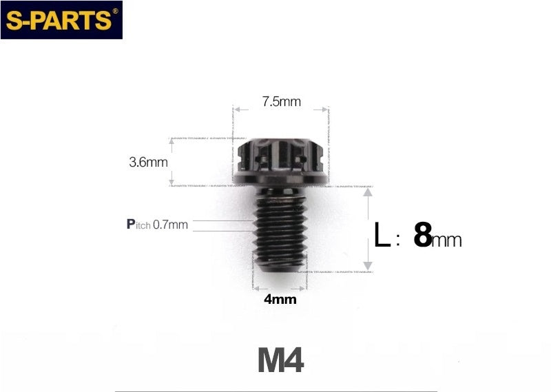 SPARTS M4 ×6 –50mm Titanium Torx Flange Head Bolts