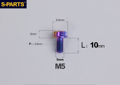 SPARTS M5×6-95mm Standard Head Screw Titanium Bolt for Motorcycle Modification