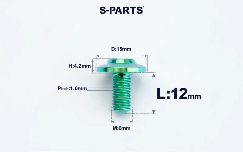 SPARTS M6×8–45mm D15 Titanium Button Head Bolts for Motorcycles