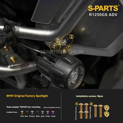 SPARTS Titanium Fairing, Spotlight & Accessory Bolt Kit for BMW R1250GS / ADV