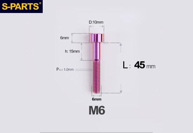 SPARTS M6×30–70mm Titanium Socket Head Cap Screws for Motorcycles