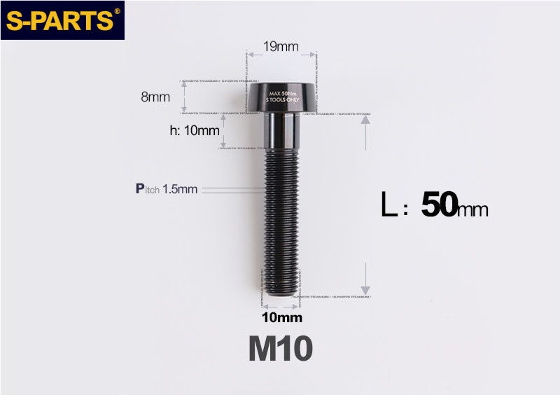 SPARTS Titanium Anti-Theft Fasteners M10 D19×L20-65 P1.5  – Brake Caliper Locking Screw for Motorcycle