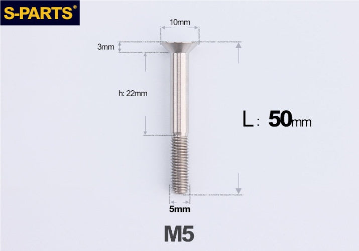 SPARTS M5×8-50mm Countersunk Titanium Alloy Bolt
