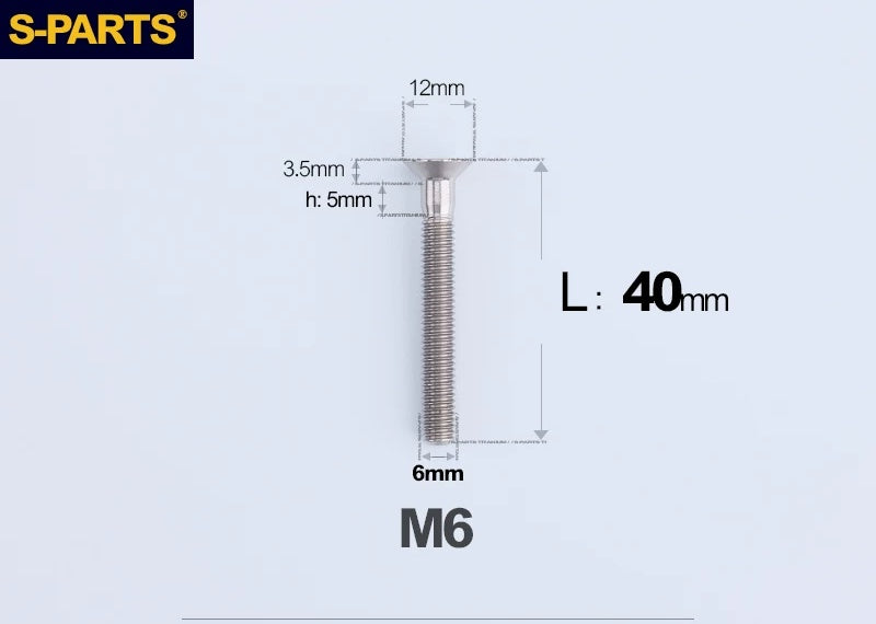 SPARTS M6×10–65mm Titanium Torx Countersunk Bolts for Motorcycle Frames