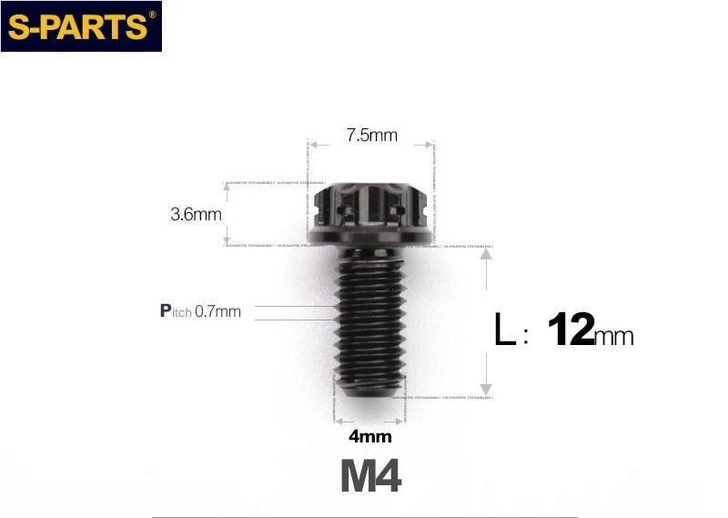 SPARTS M4 ×6 –50mm Titanium Torx Flange Head Bolts