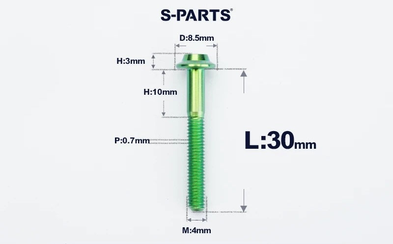 SPARTS M4✖️6–30mm D8.5 Titanium Torx Flanged Button Head Bolts
