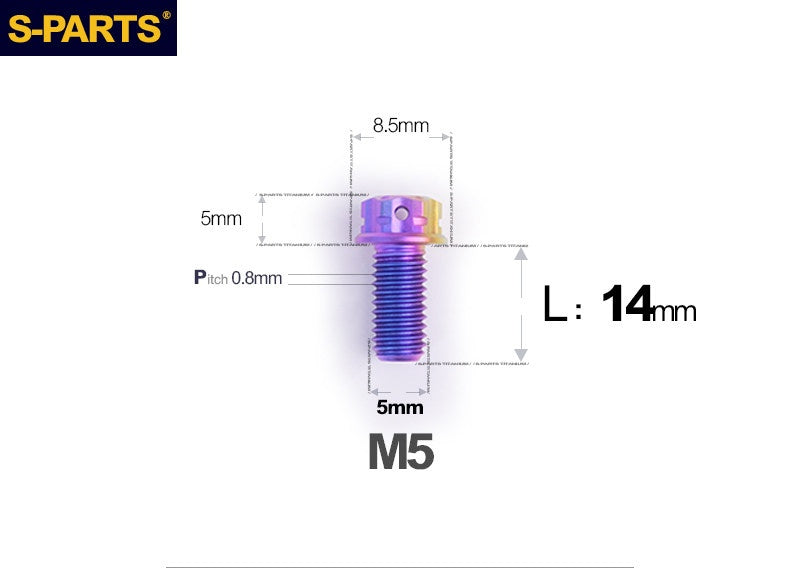 SPARTS M5×6-95mm Standard Head Screw Titanium Bolt for Motorcycle Modification