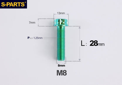 SPARTS M8 A3 Titanium Bolts TC4 Standard Head Fasteners