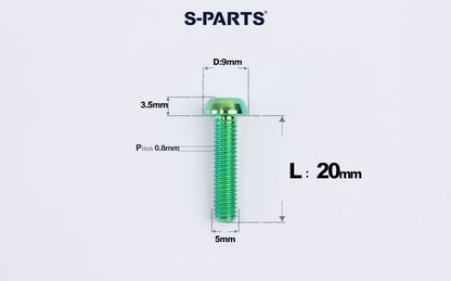 SPARTS A2 M5 Titanium Button Head Bolts for Bicycle Brake Caliper Upgrades Ultra-Light Fasteners