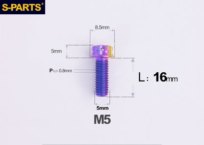 SPARTS M5×6-95mm Standard Head Screw Titanium Bolt for Motorcycle Modification