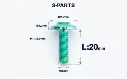SPARTS M6×8–45mm D15 Titanium Button Head Bolts for Motorcycles