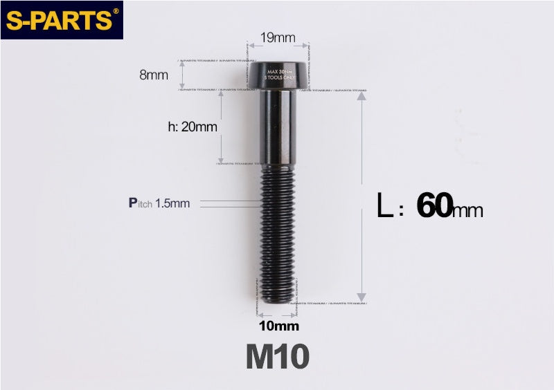 SPARTS Titanium Anti-Theft Fasteners M10 D19×L20-65 P1.5  – Brake Caliper Locking Screw for Motorcycle