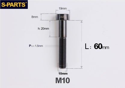 SPARTS Titanium Anti-Theft Fasteners M10 D19×L20-65 P1.5  – Brake Caliper Locking Screw for Motorcycle