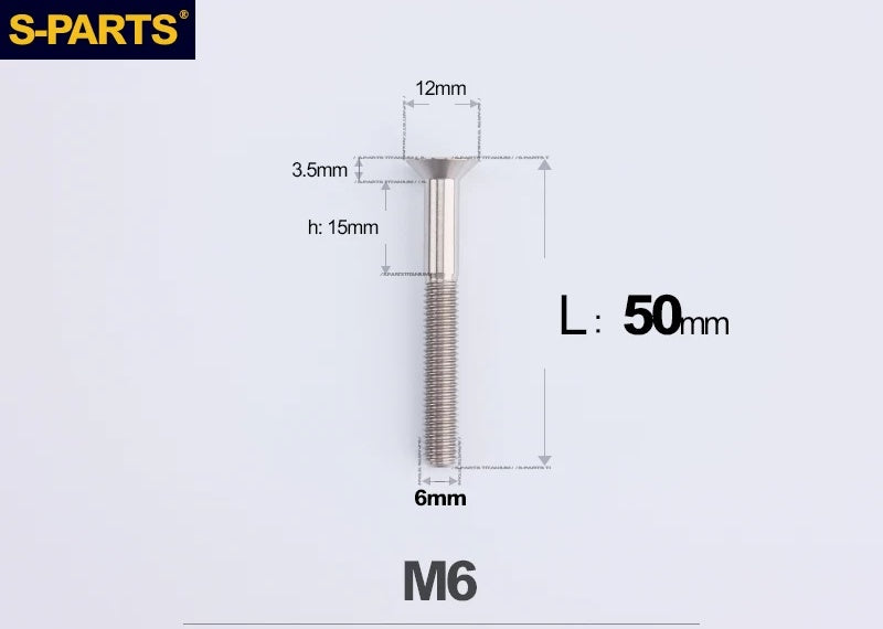 SPARTS M6×10–65mm Titanium Torx Countersunk Bolts for Motorcycle Frames